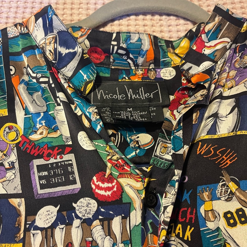 Nicole Miller Multicolor Football Print Shirt